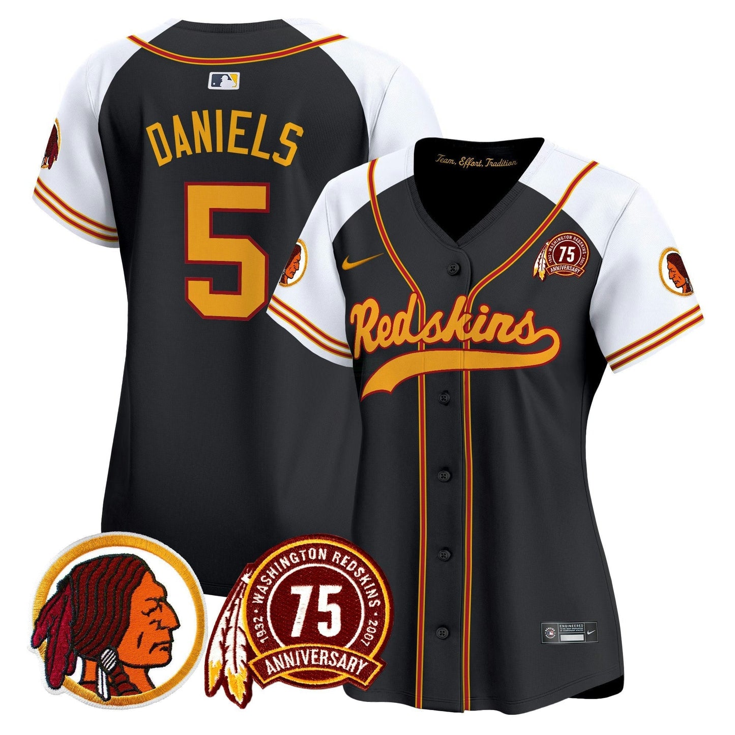 Camisa NFL Washington Commanders Women’s Washington Redskins 75th Patch Throwback Vapor Premier Limited Jersey