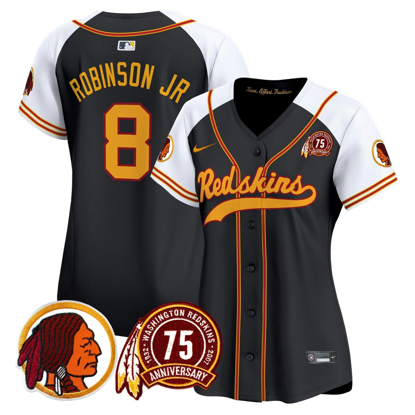 Camisa NFL Washington Commanders Women’s Washington Redskins 75th Patch Throwback Vapor Premier Limited Jersey