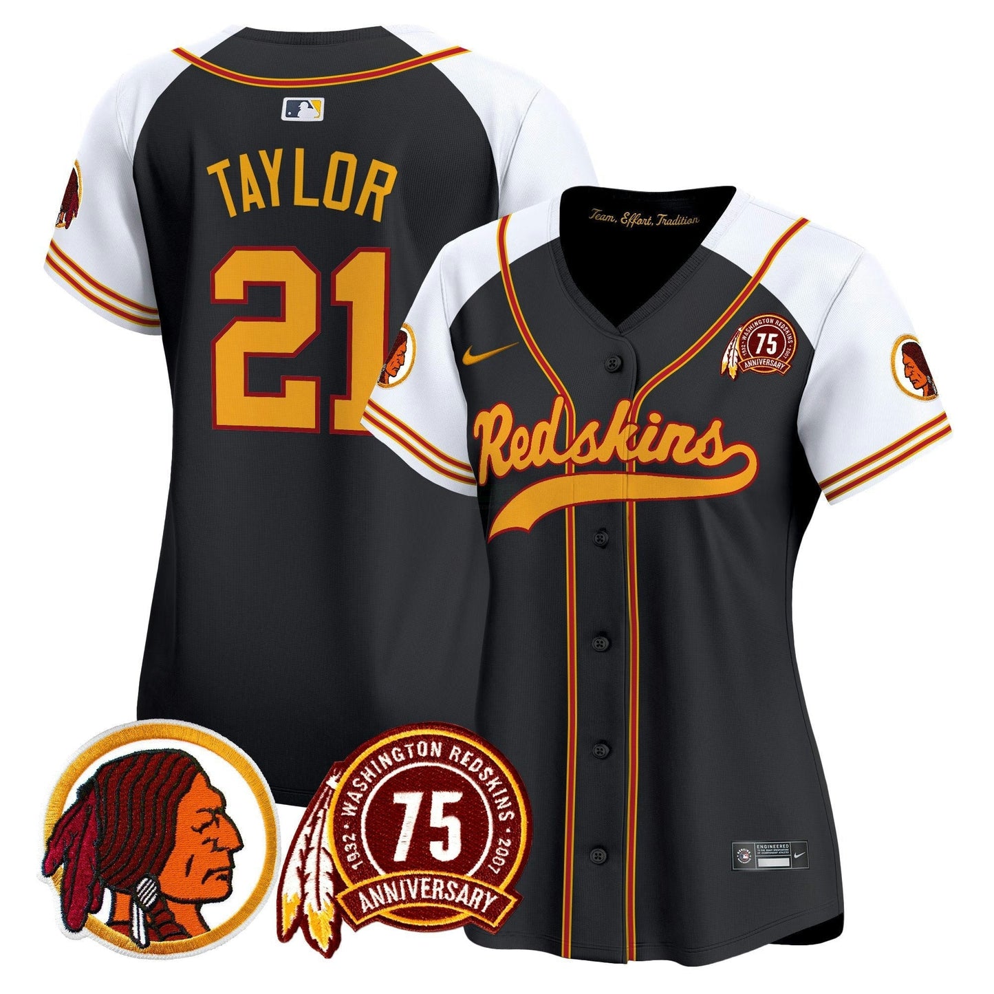 Camisa NFL Washington Commanders Women’s Washington Redskins 75th Patch Throwback Vapor Premier Limited Jersey