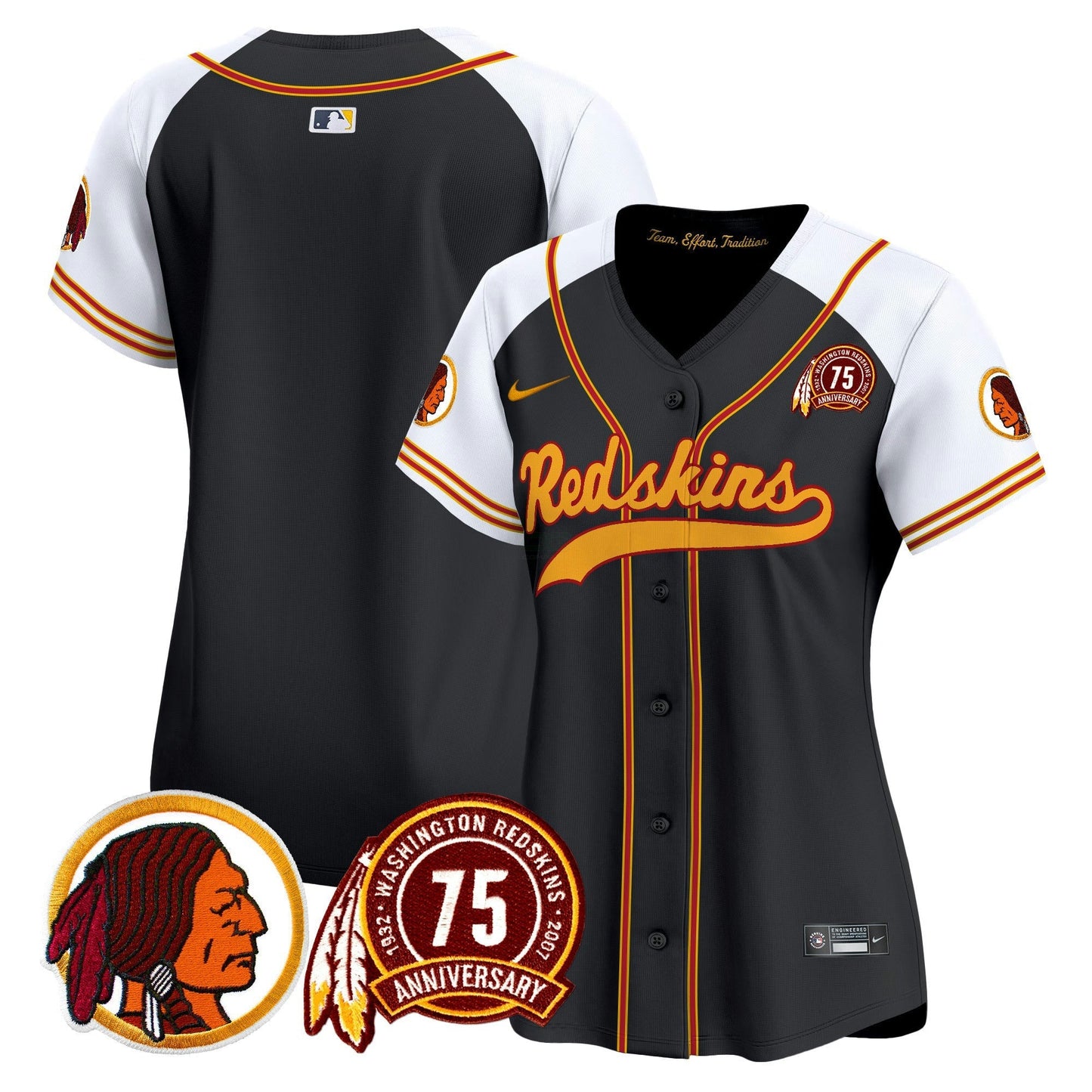Camisa NFL Washington Commanders Women’s Washington Redskins 75th Patch Throwback Vapor Premier Limited Jersey