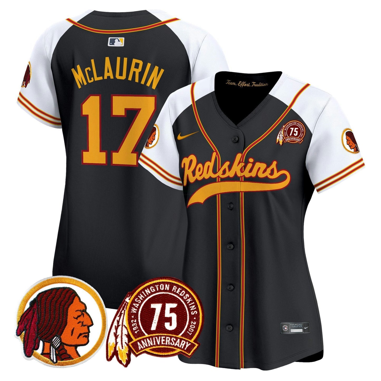 Camisa NFL Washington Commanders Women’s Washington Redskins 75th Patch Throwback Vapor Premier Limited Jersey