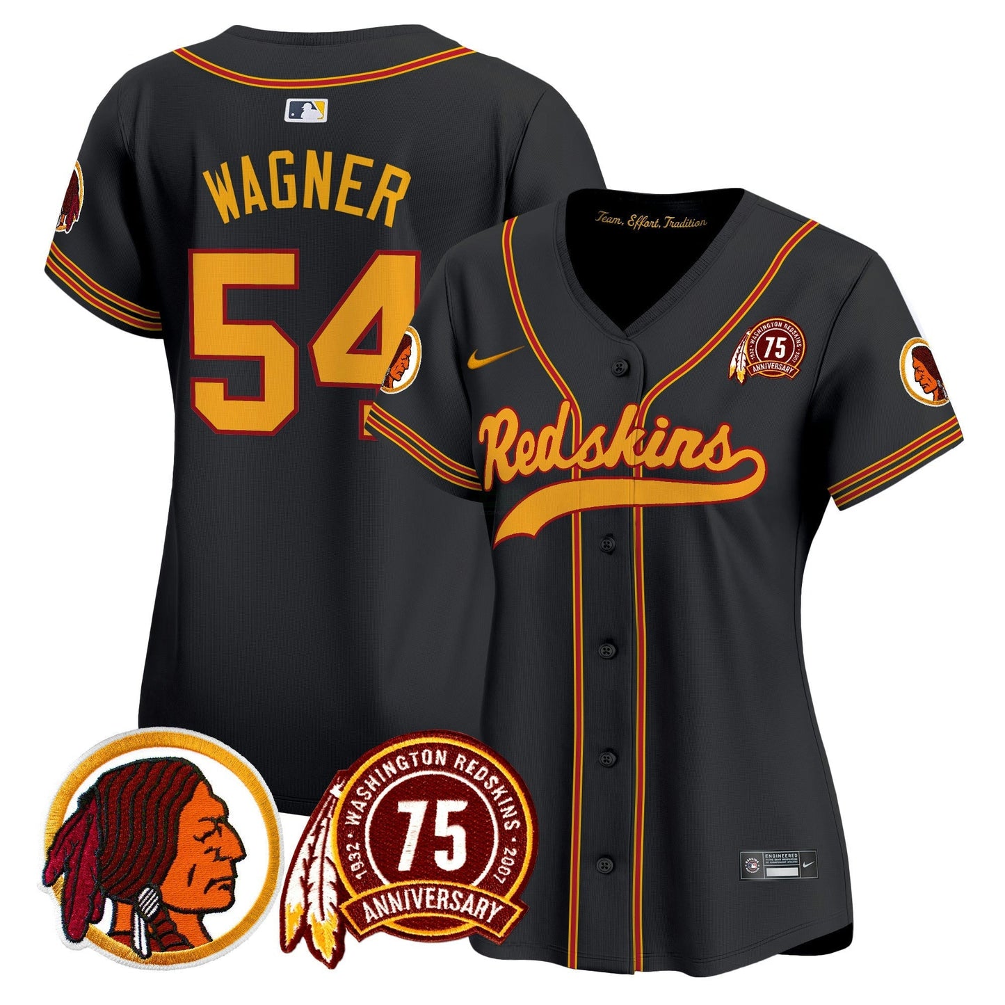 Camisa NFL Washington Commanders Women’s Washington Redskins 75th Patch Throwback Vapor Premier Limited Jersey