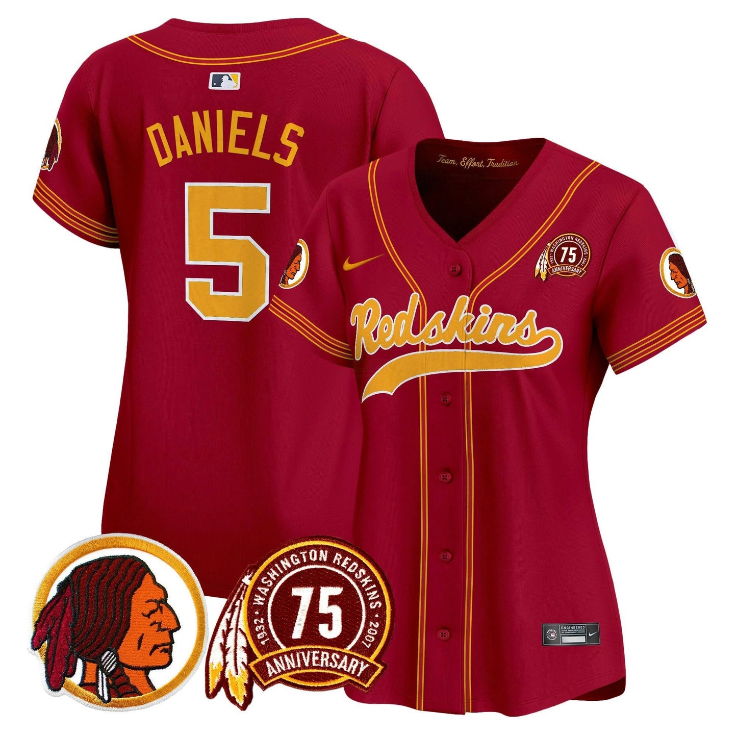 Camisa NFL Washington Commanders Women’s Washington Redskins 75th Patch Throwback Vapor Premier Limited Jersey
