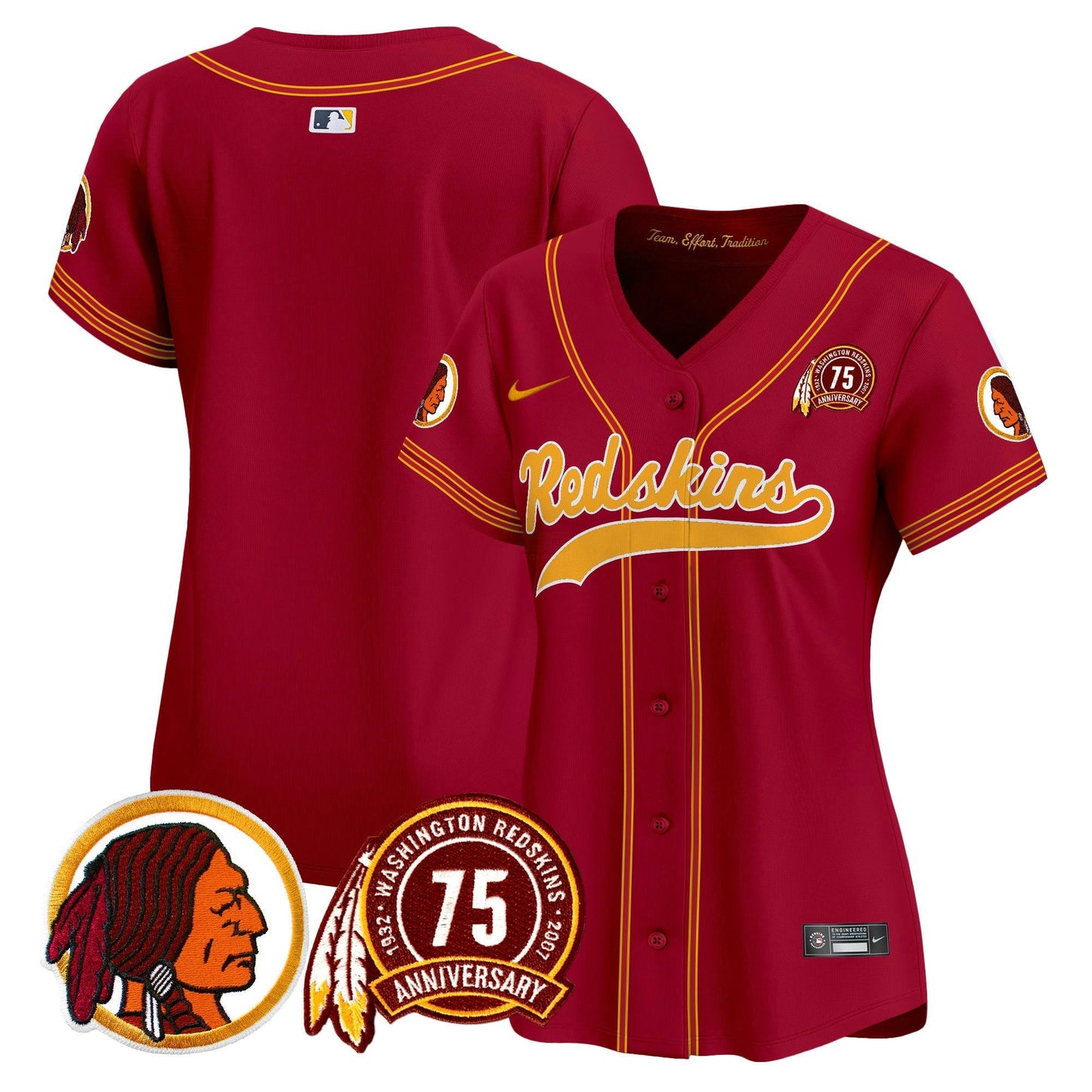 Camisa NFL Washington Commanders Women’s Washington Redskins 75th Patch Throwback Vapor Premier Limited Jersey