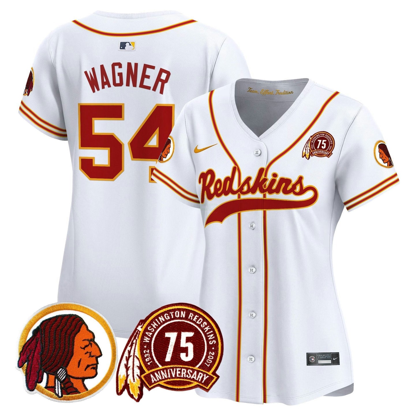 Camisa NFL Washington Commanders Women’s Washington Redskins 75th Patch Throwback Vapor Premier Limited Jersey
