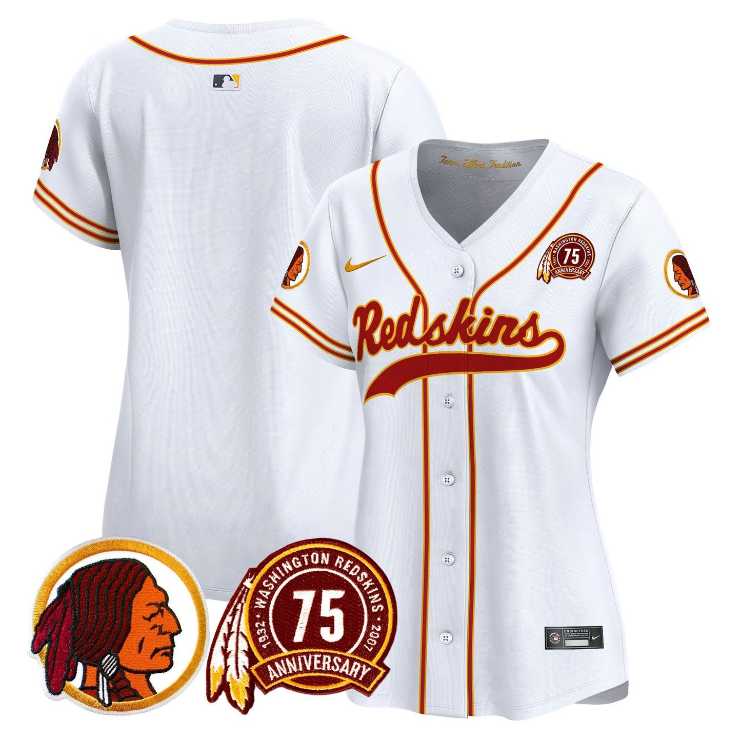 Camisa NFL Washington Commanders Women’s Washington Redskins 75th Patch Throwback Vapor Premier Limited Jersey