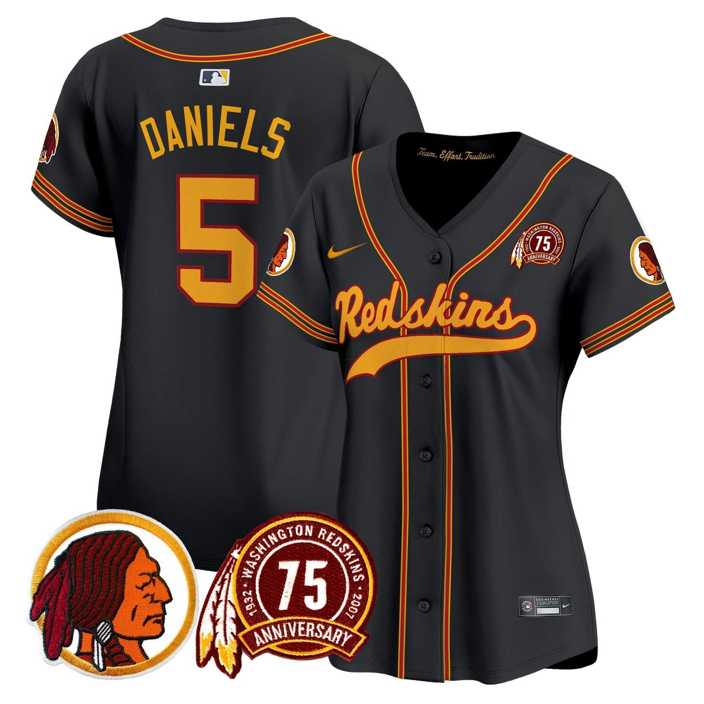 Camisa NFL Washington Commanders Women’s Washington Redskins 75th Patch Throwback Vapor Premier Limited Jersey