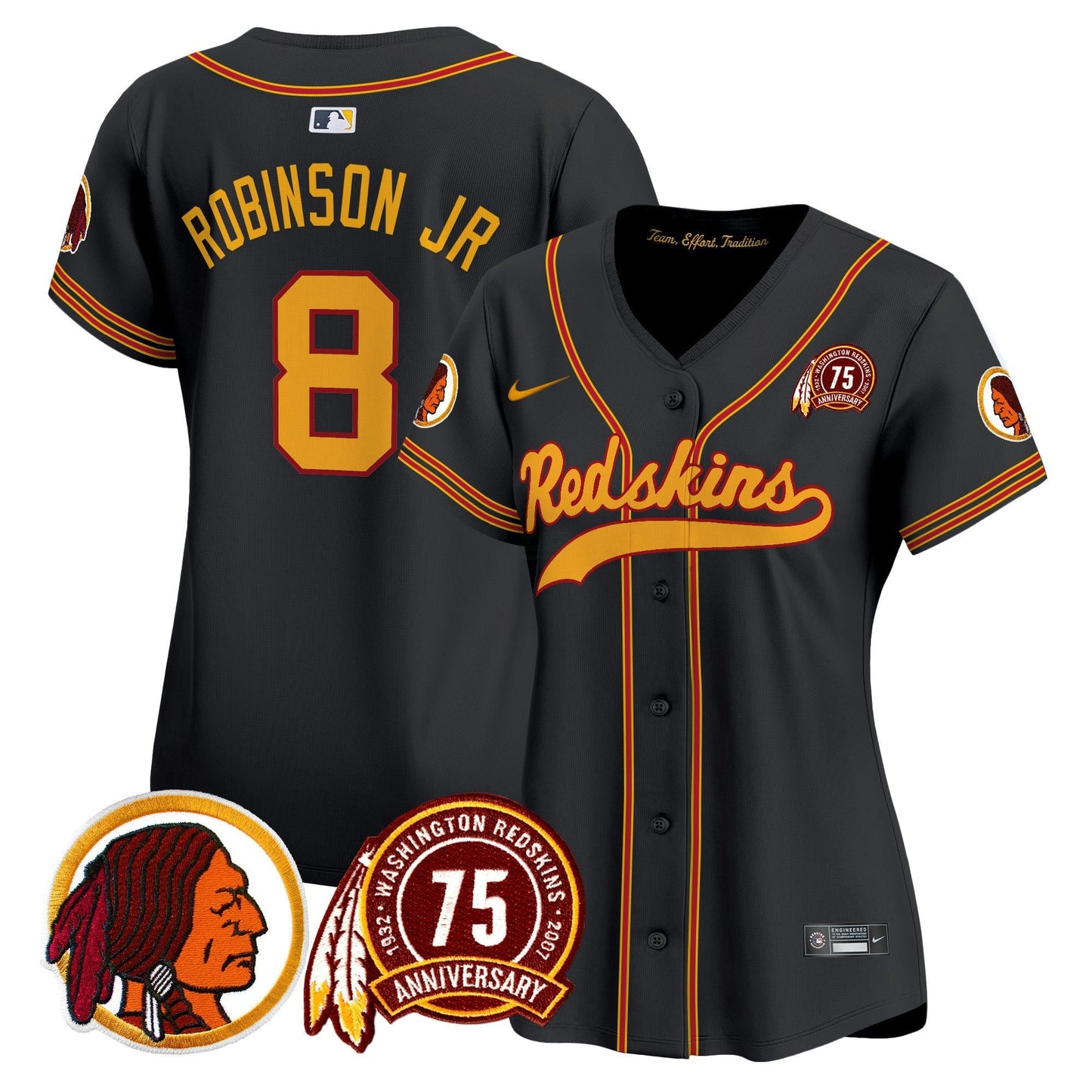 Camisa NFL Washington Commanders Women’s Washington Redskins 75th Patch Throwback Vapor Premier Limited Jersey