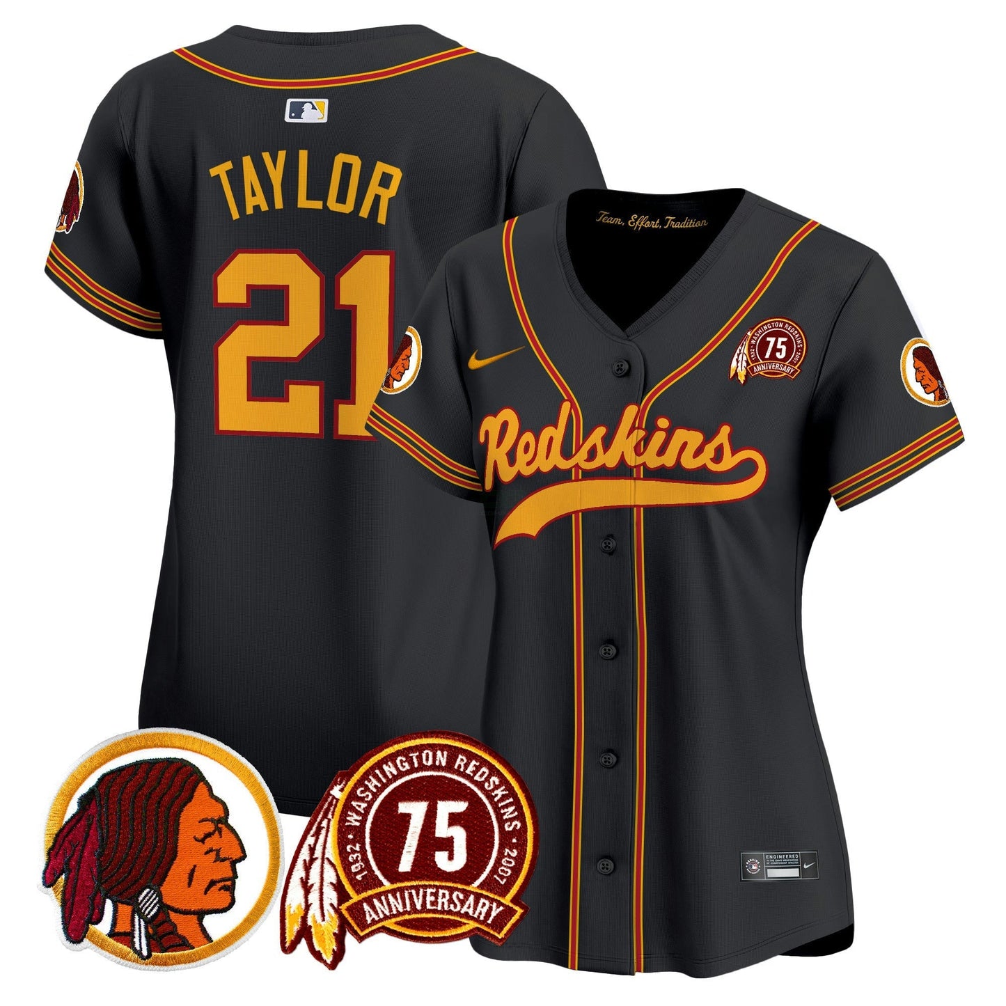 Camisa NFL Washington Commanders Women’s Washington Redskins 75th Patch Throwback Vapor Premier Limited Jersey