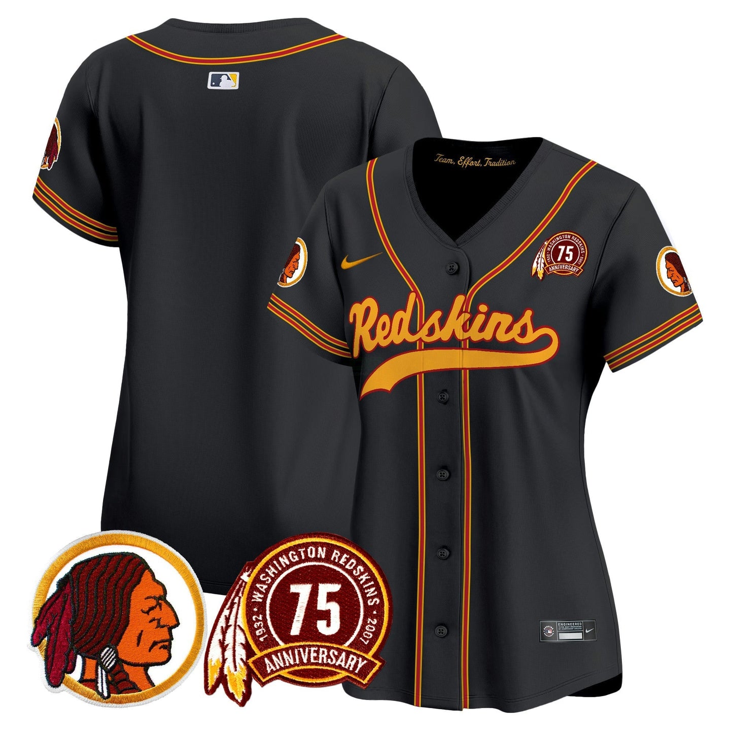Camisa NFL Washington Commanders Women’s Washington Redskins 75th Patch Throwback Vapor Premier Limited Jersey