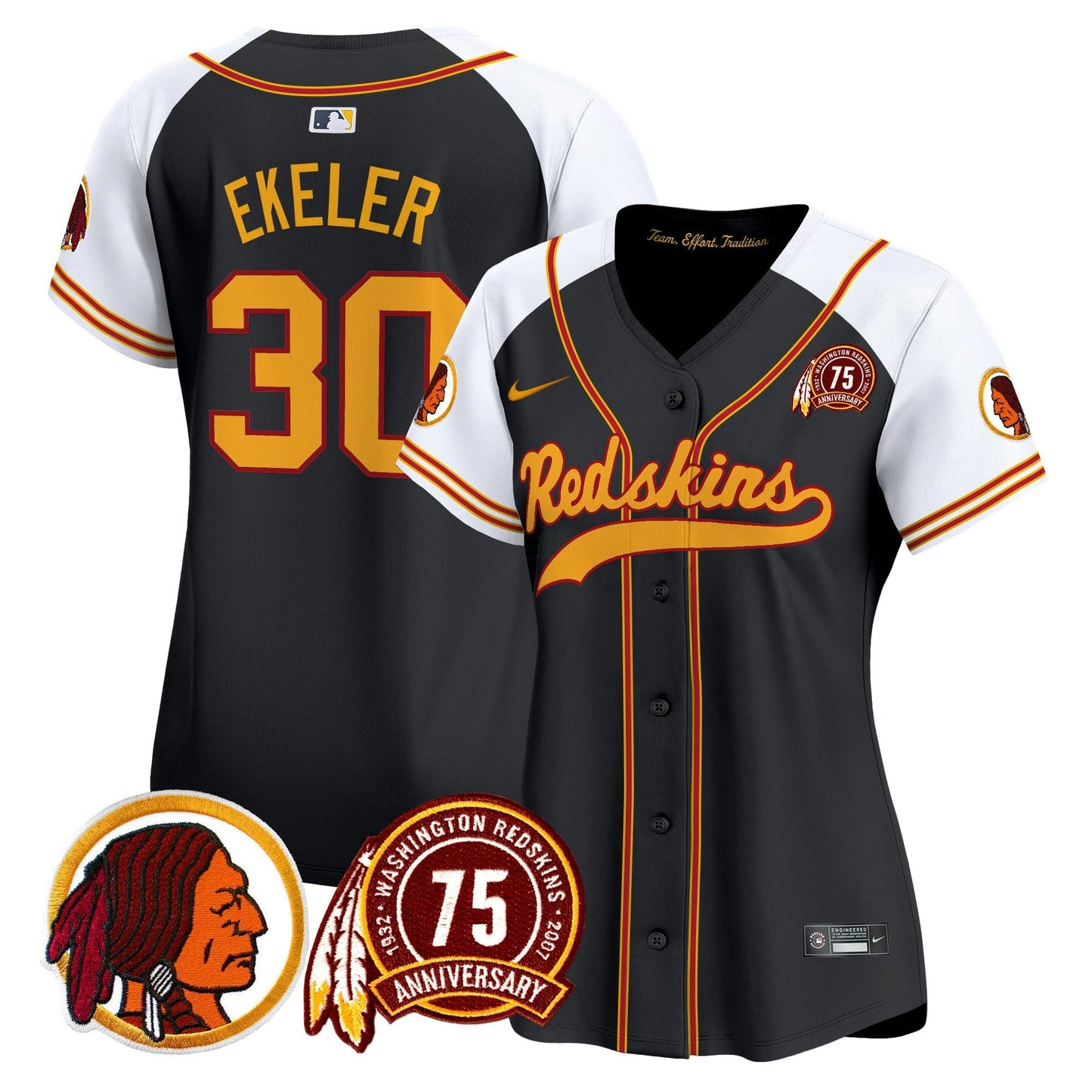 Camisa NFL Washington Commanders Women’s Washington Redskins 75th Patch Throwback Vapor Premier Limited Jersey