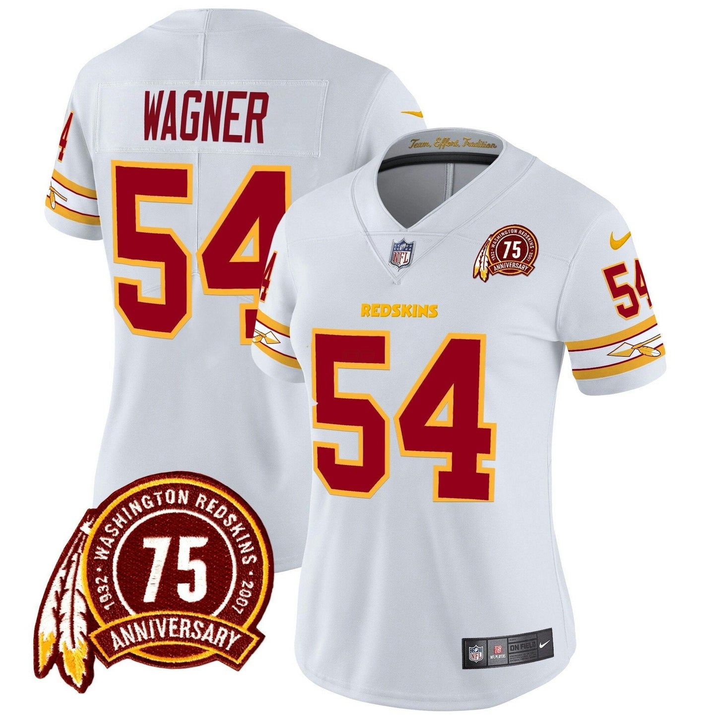 Camisa NFL Washington Commanders Women’s Washington Redskins 75th Patch Vapor Limited Jersey