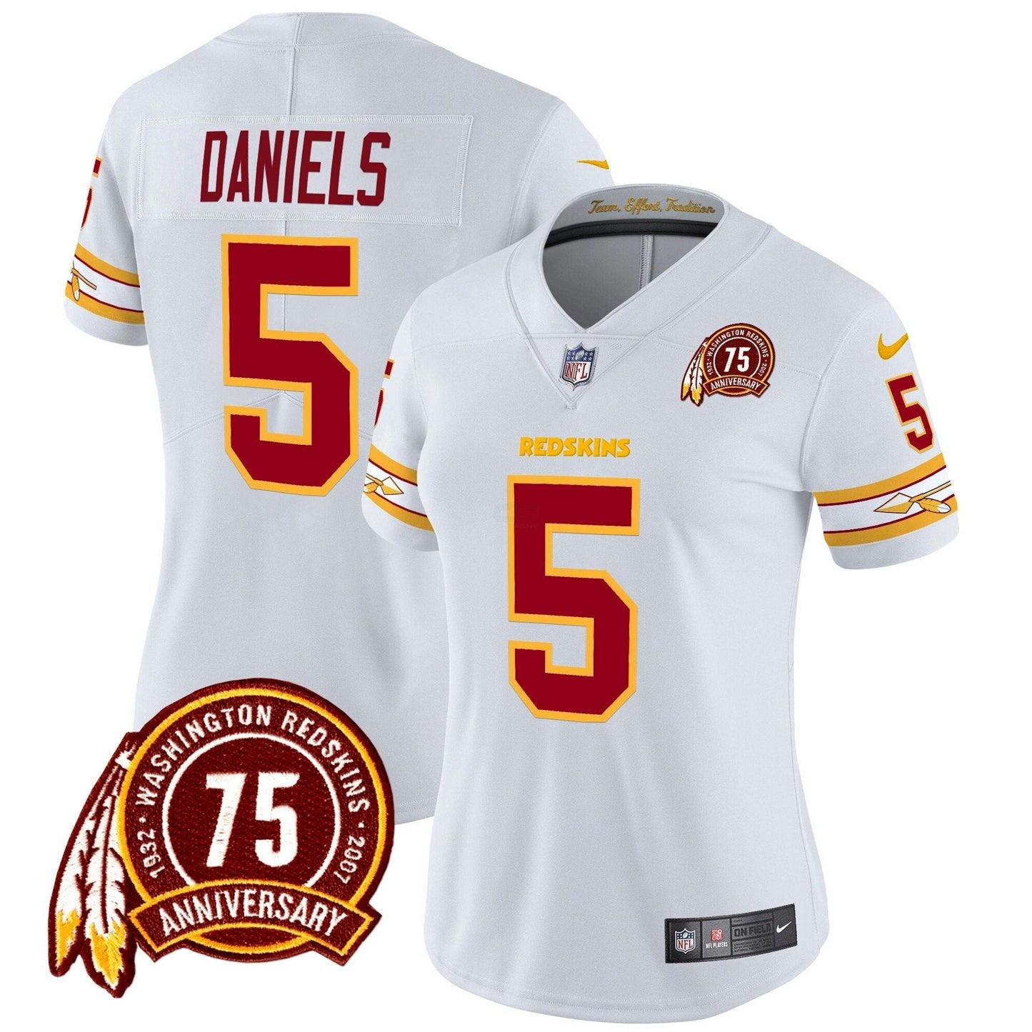 Camisa NFL Washington Commanders Women’s Washington Redskins 75th Patch Vapor Limited Jersey