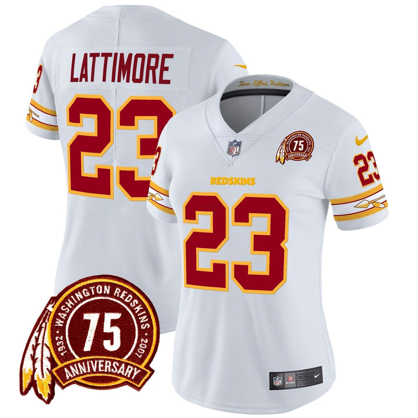 Camisa NFL Washington Commanders Women’s Washington Redskins 75th Patch Vapor Limited Jersey