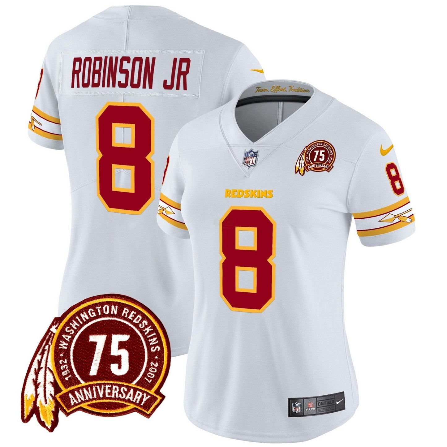 Camisa NFL Washington Commanders Women’s Washington Redskins 75th Patch Vapor Limited Jersey