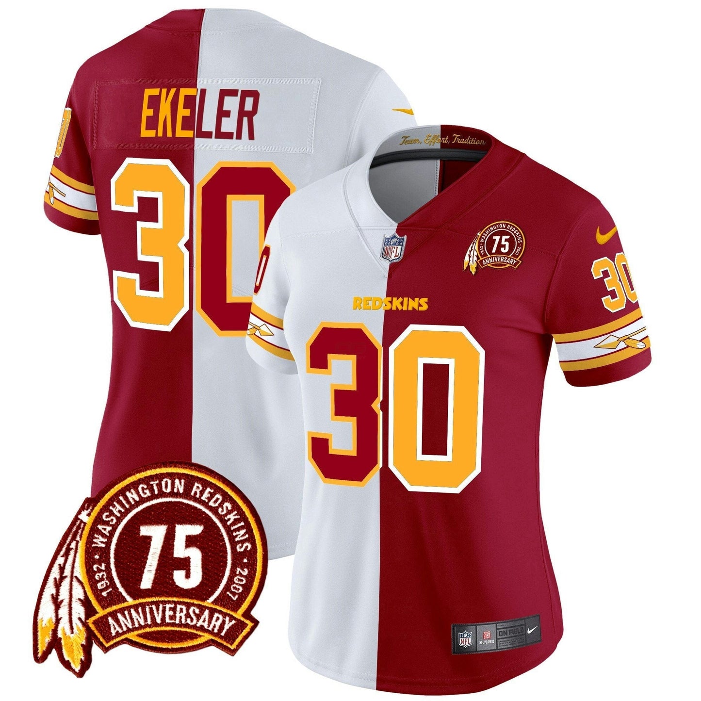 Camisa NFL Washington Commanders Women’s Washington Redskins 75th Patch Vapor Limited Jersey