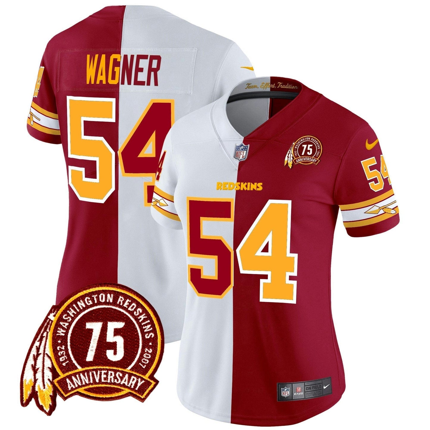 Camisa NFL Washington Commanders Women’s Washington Redskins 75th Patch Vapor Limited Jersey