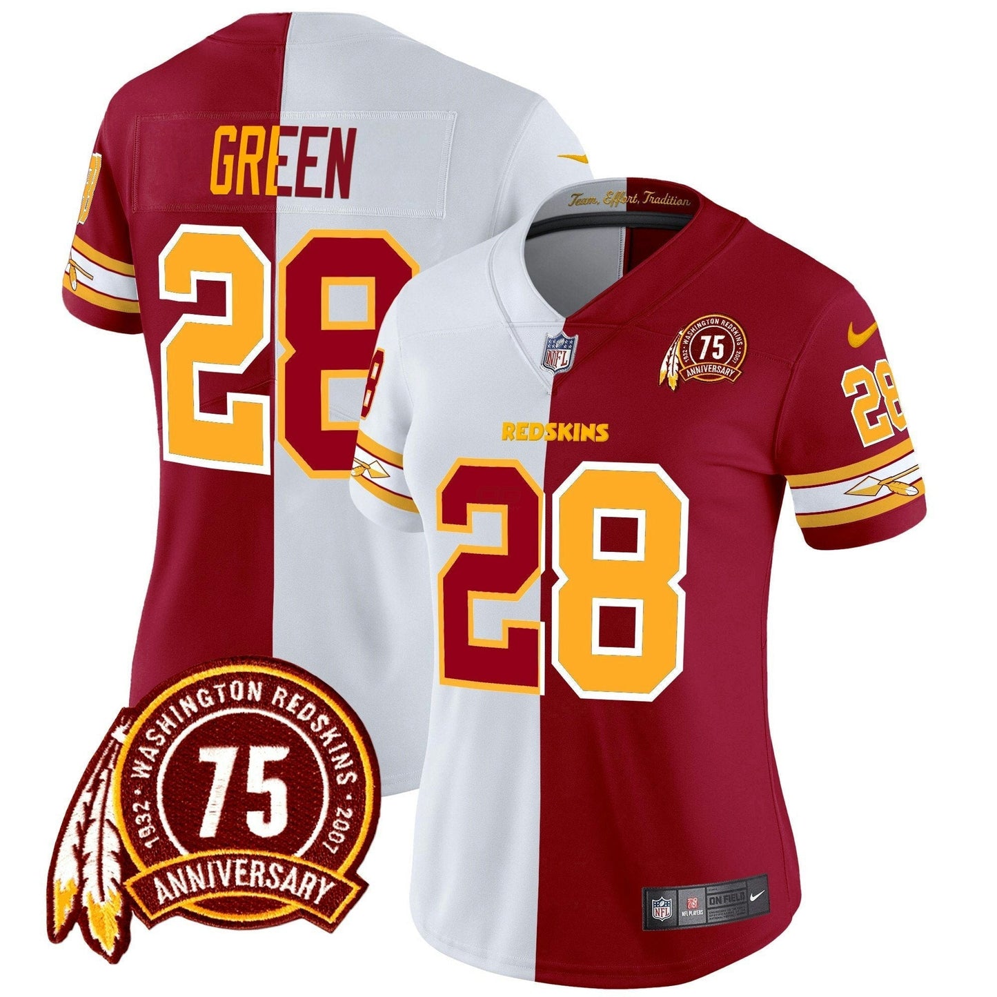 Camisa NFL Washington Commanders Women’s Washington Redskins 75th Patch Vapor Limited Jersey