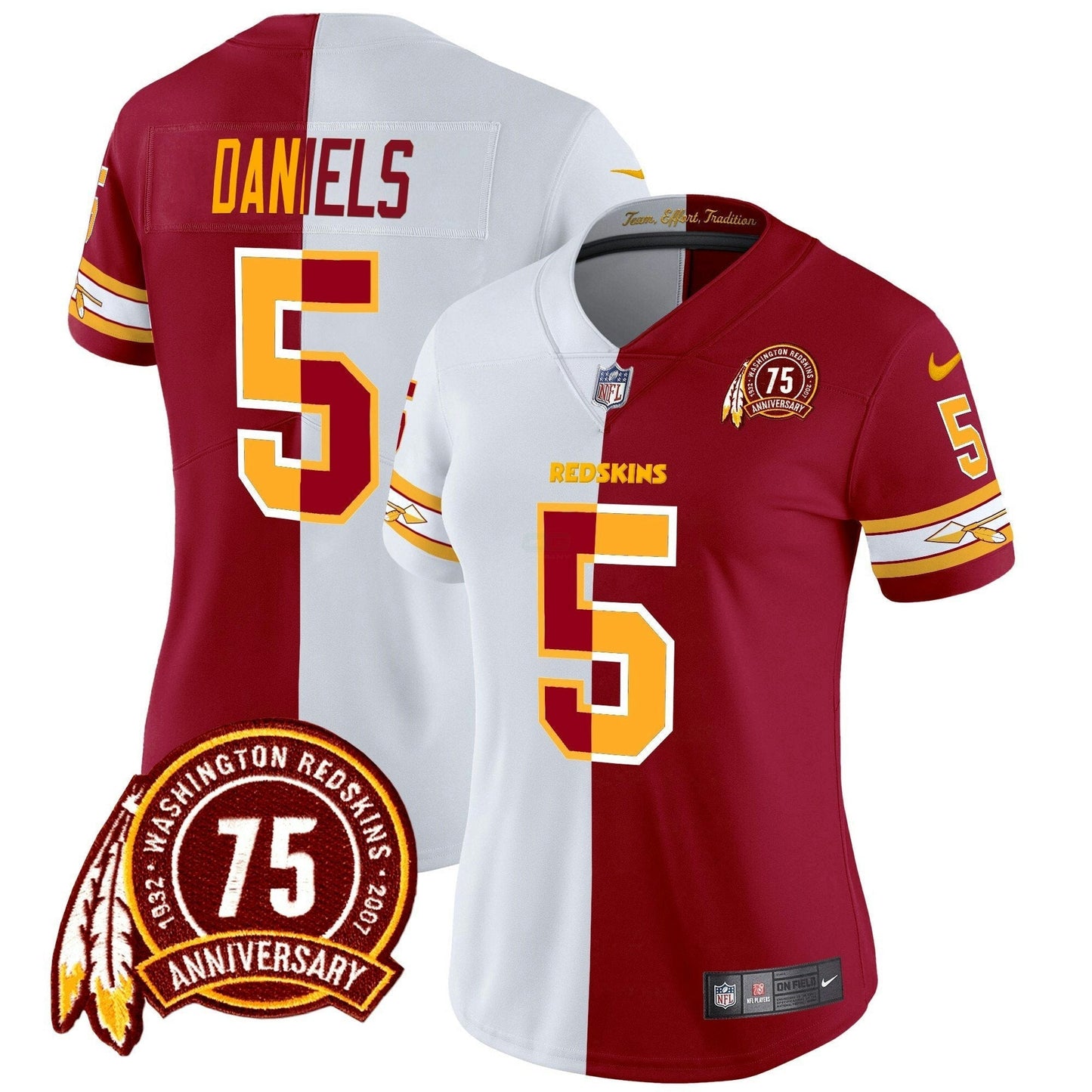 Camisa NFL Washington Commanders Women’s Washington Redskins 75th Patch Vapor Limited Jersey