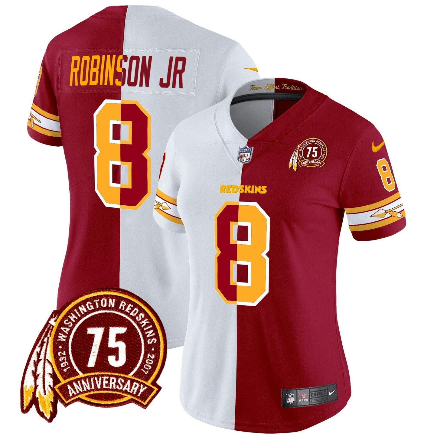 Camisa NFL Washington Commanders Women’s Washington Redskins 75th Patch Vapor Limited Jersey