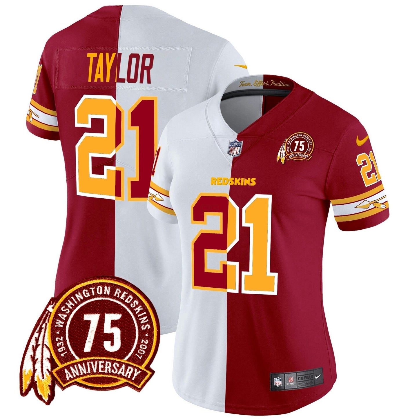 Camisa NFL Washington Commanders Women’s Washington Redskins 75th Patch Vapor Limited Jersey