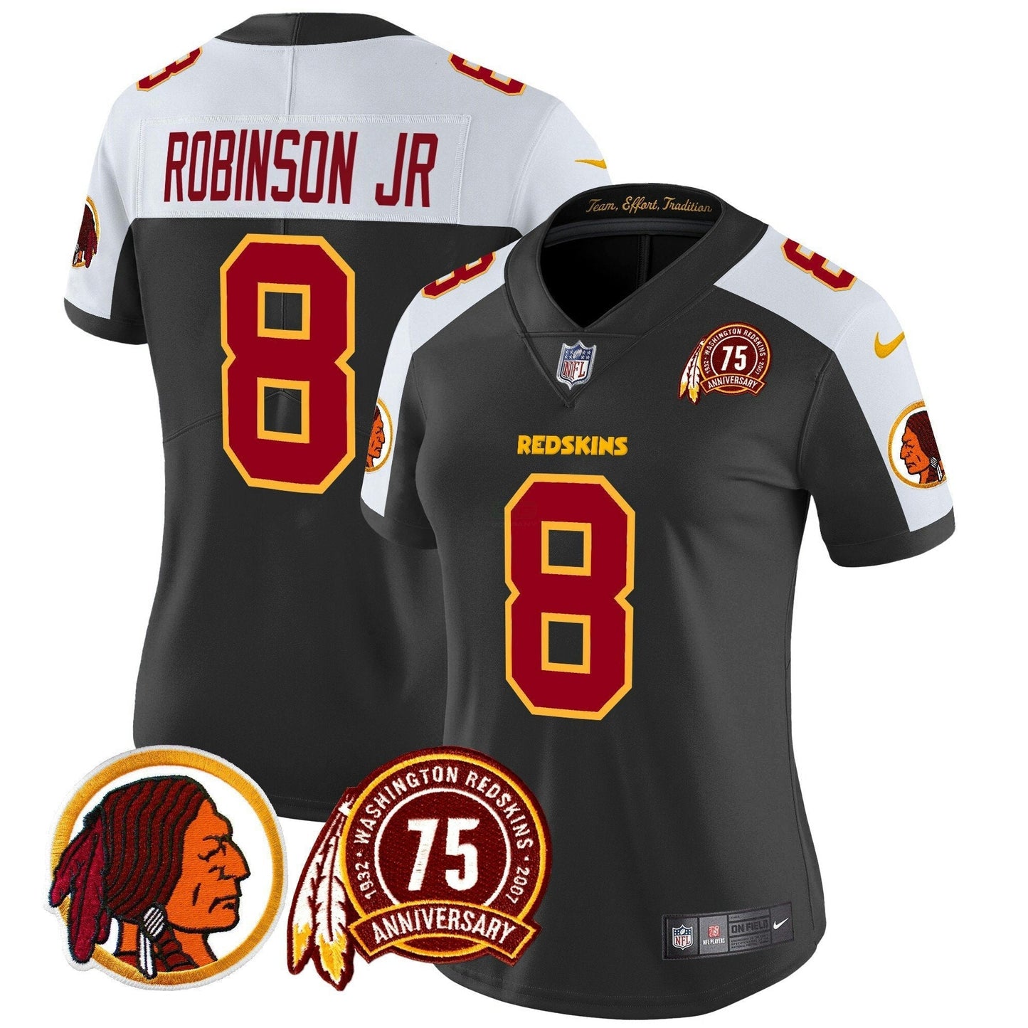 Camisa NFL Washington Commanders Women’s Washington Redskins 75th Patch Vapor Limited Jersey