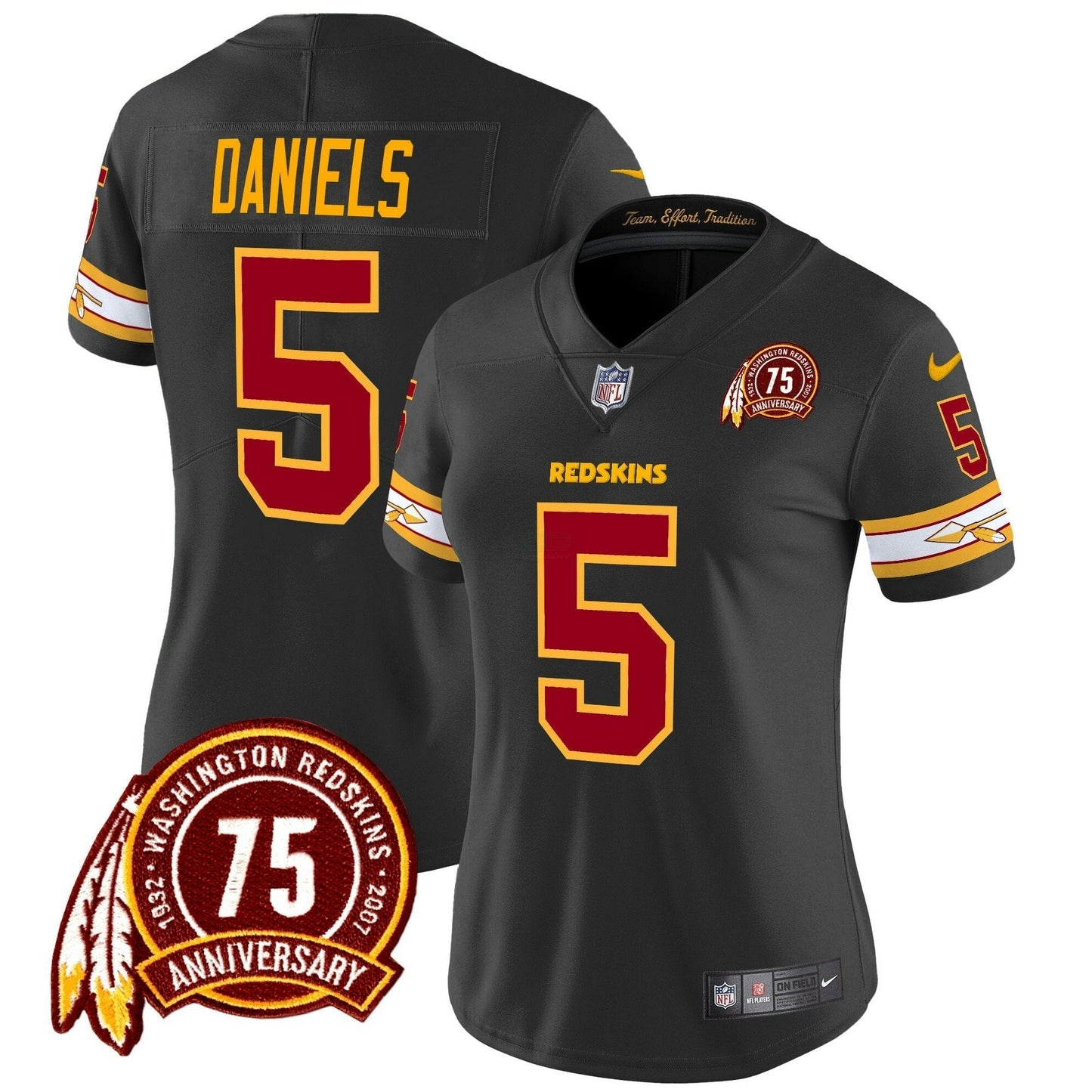 Camisa NFL Washington Commanders Women’s Washington Redskins 75th Patch Vapor Limited Jersey