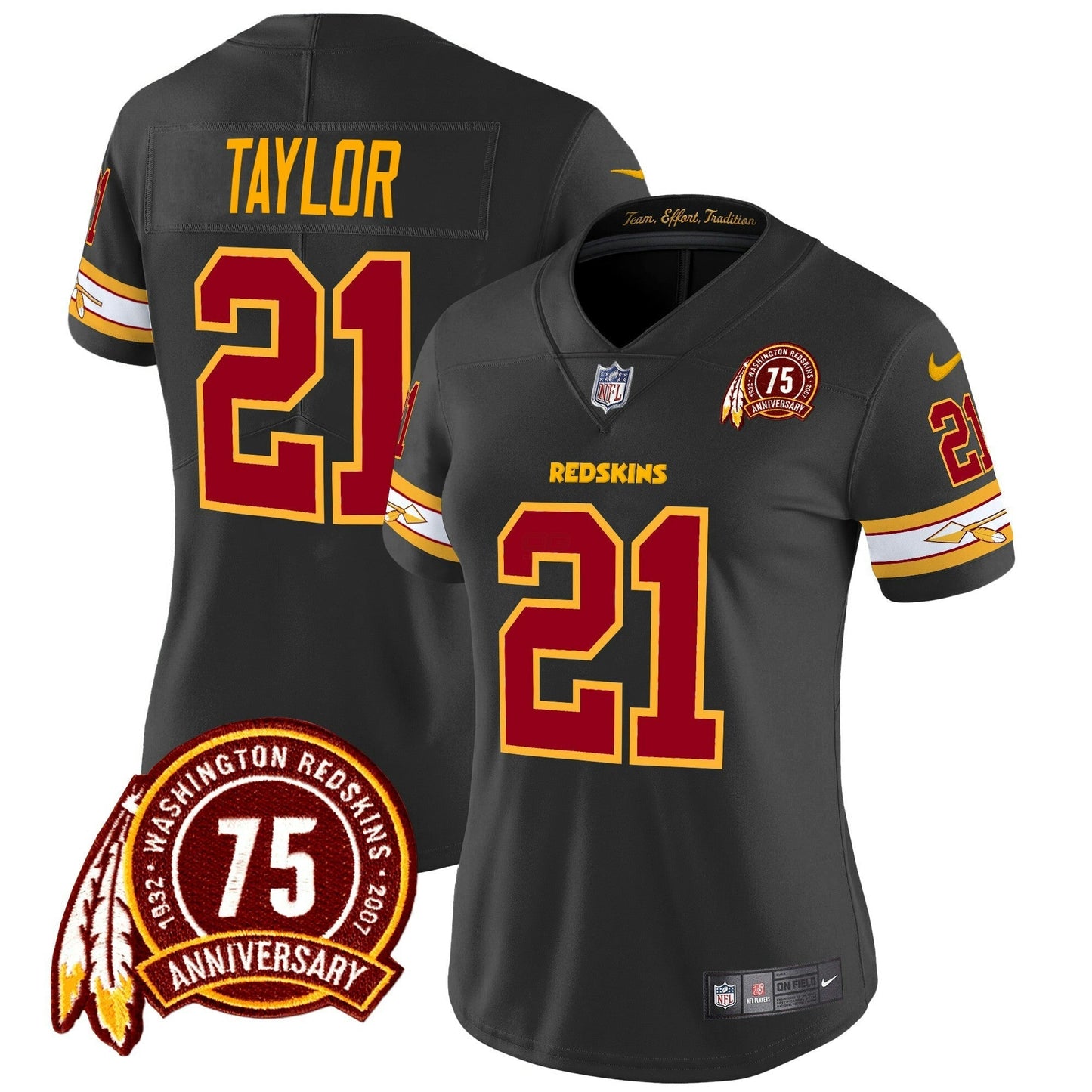 Camisa NFL Washington Commanders Women’s Washington Redskins 75th Patch Vapor Limited Jersey