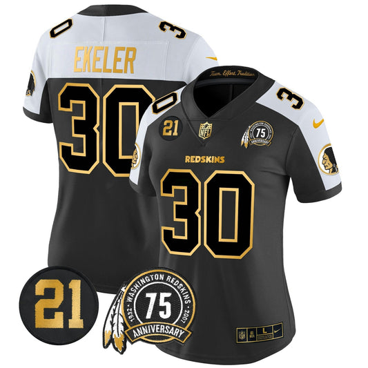 Camisa NFL Washington Commanders Women’s Washington Redskins 75th & Sean Taylor Patch Dourada Vapor Limited Jersey