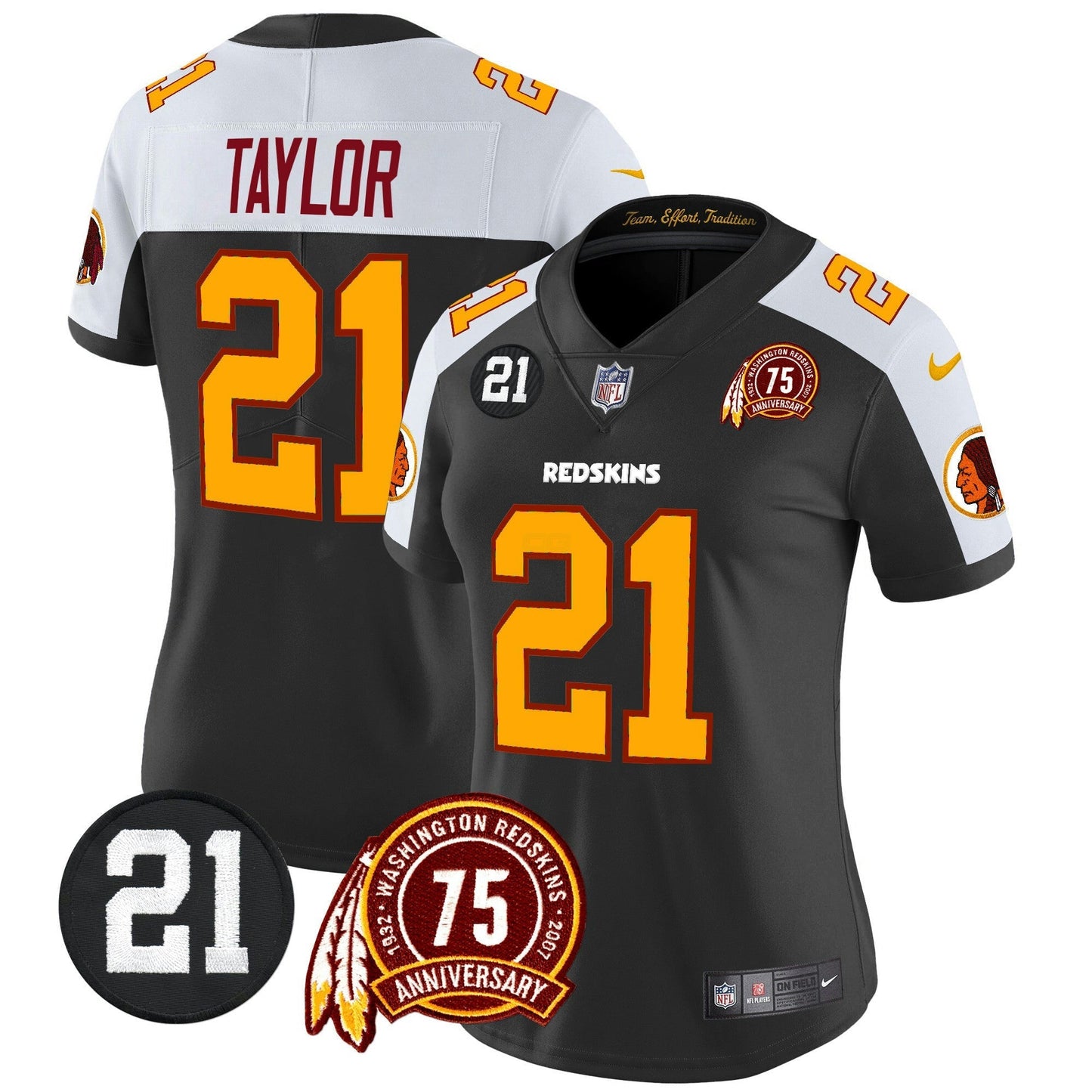 Camisa NFL Washington Commanders Women’s Washington Redskins 75th & Sean Taylor Patch Vapor Limited Jersey
