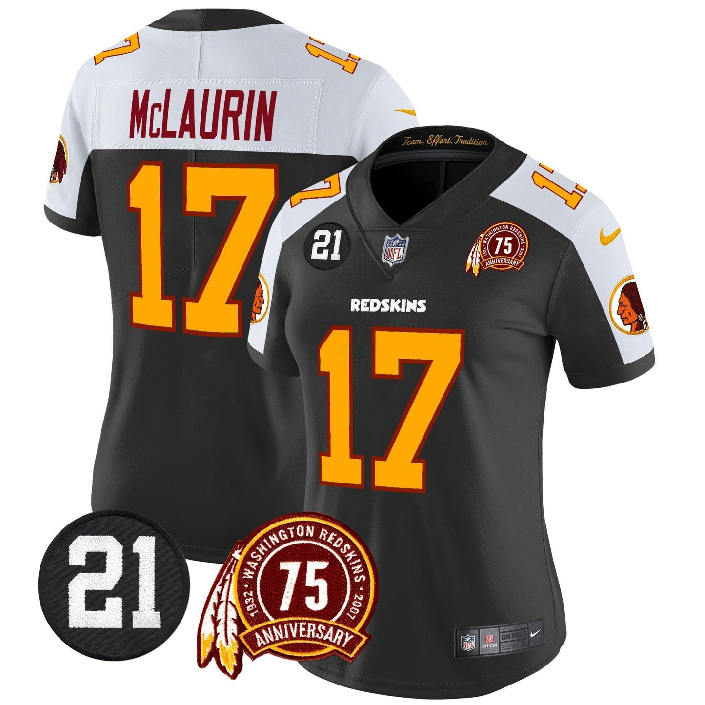 Camisa NFL Washington Commanders Women’s Washington Redskins 75th & Sean Taylor Patch Vapor Limited Jersey