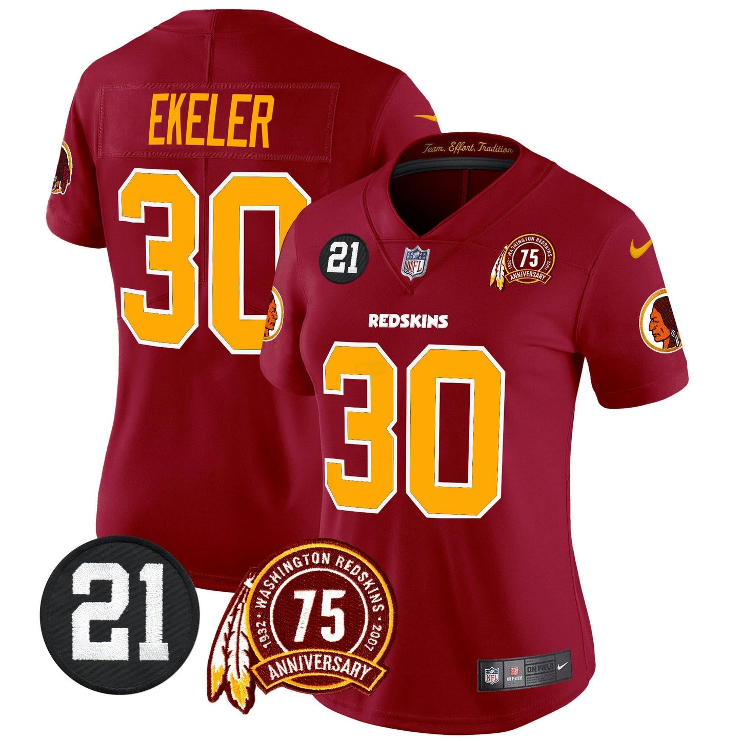 Camisa NFL Washington Commanders Women’s Washington Redskins 75th & Sean Taylor Patch Vapor Limited Jersey