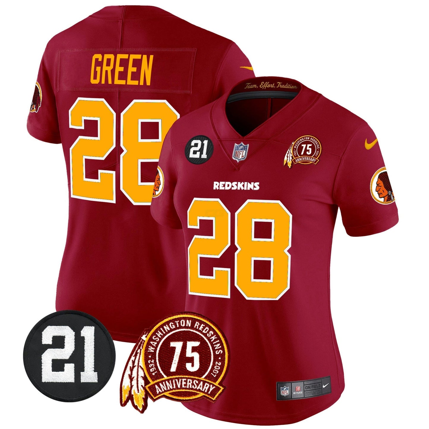 Camisa NFL Washington Commanders Women’s Washington Redskins 75th & Sean Taylor Patch Vapor Limited Jersey