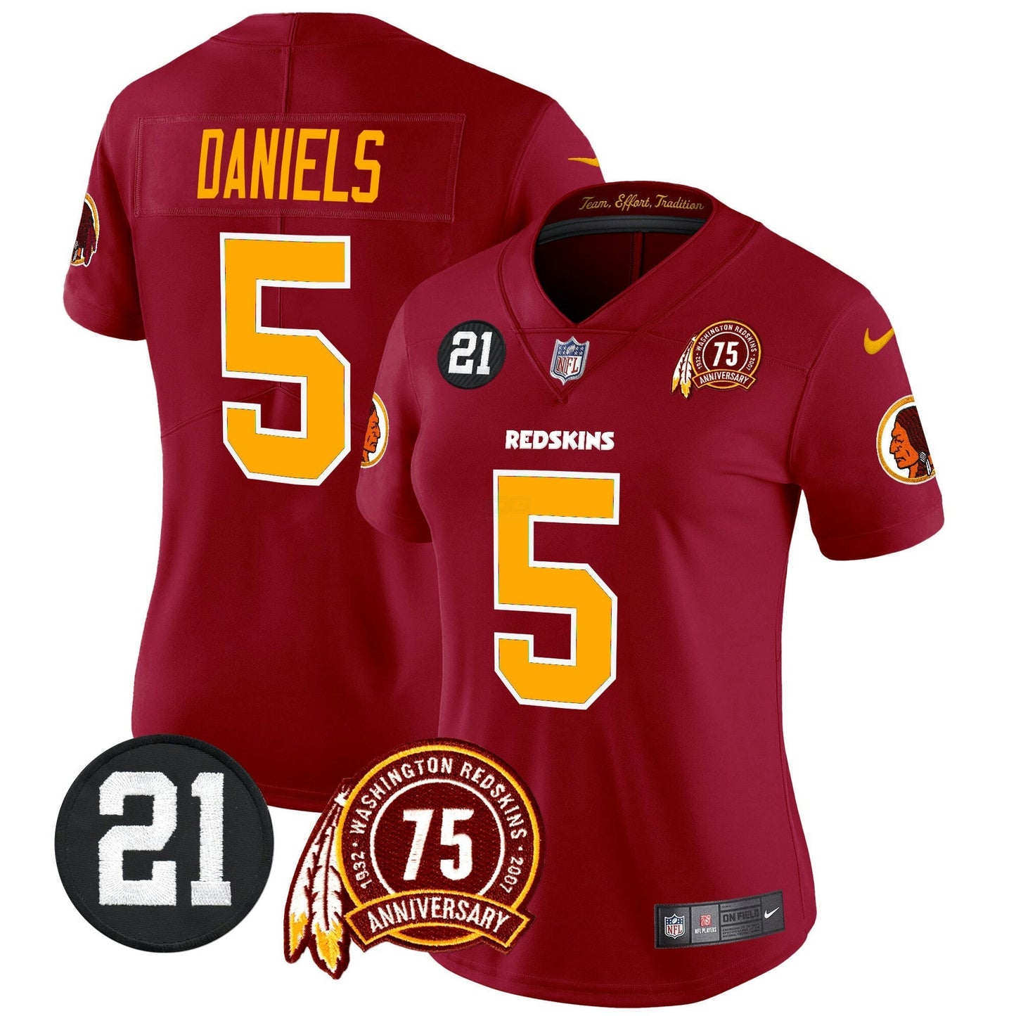 Camisa NFL Washington Commanders Women’s Washington Redskins 75th & Sean Taylor Patch Vapor Limited Jersey