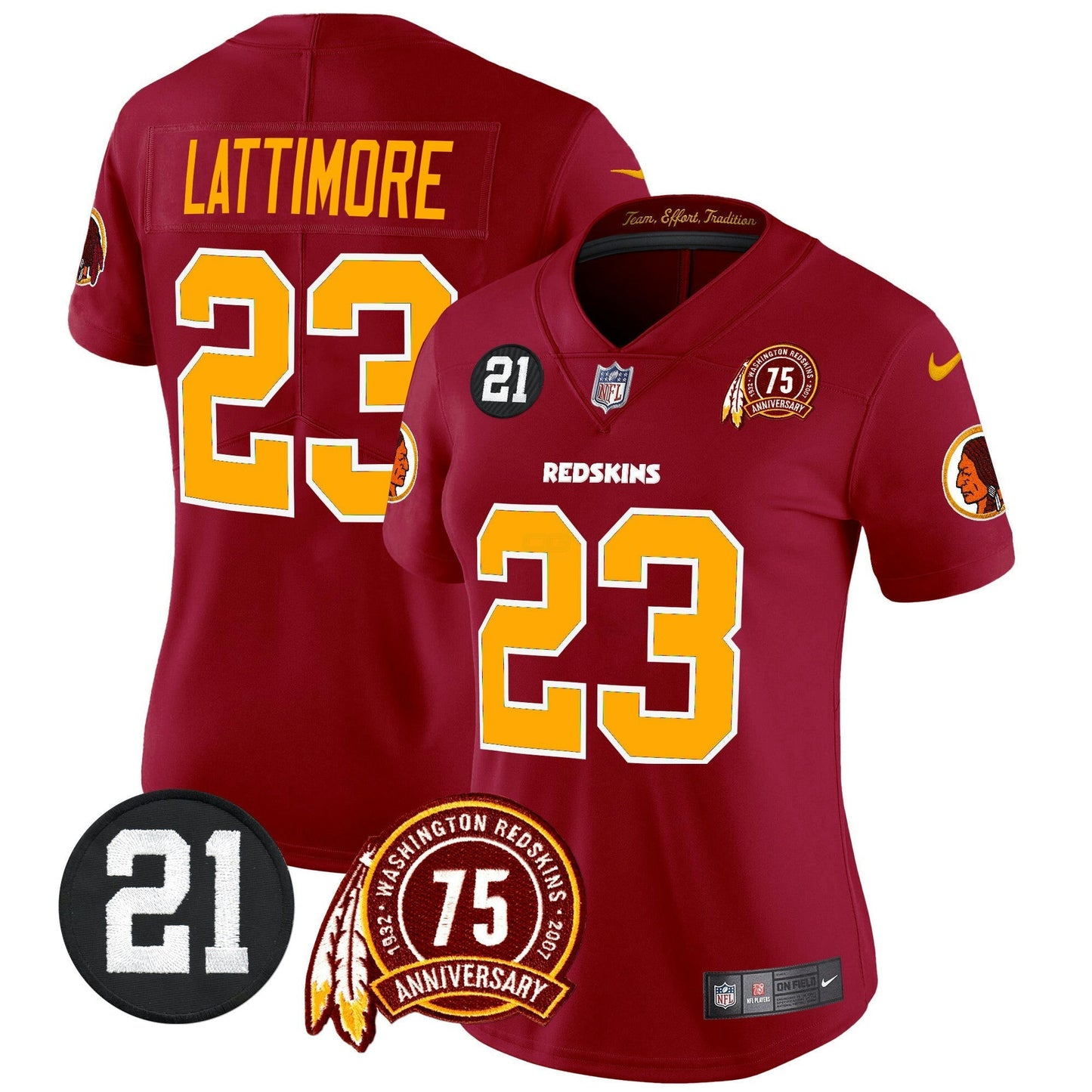 Camisa NFL Washington Commanders Women’s Washington Redskins 75th & Sean Taylor Patch Vapor Limited Jersey