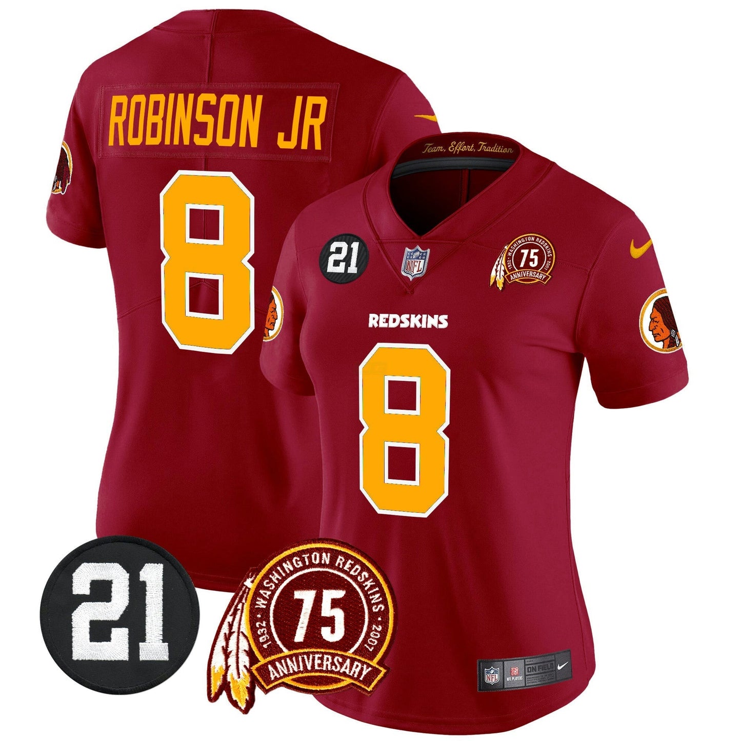 Camisa NFL Washington Commanders Women’s Washington Redskins 75th & Sean Taylor Patch Vapor Limited Jersey