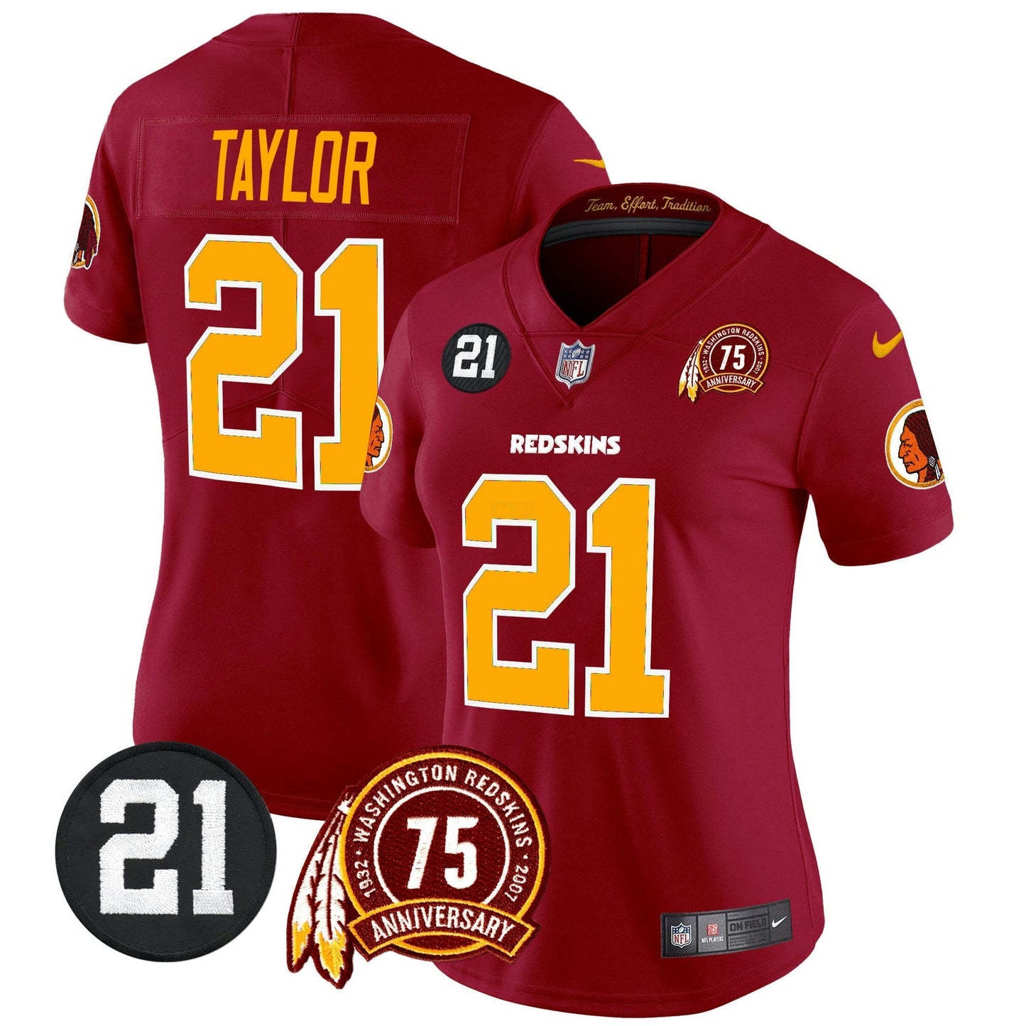 Camisa NFL Washington Commanders Women’s Washington Redskins 75th & Sean Taylor Patch Vapor Limited Jersey