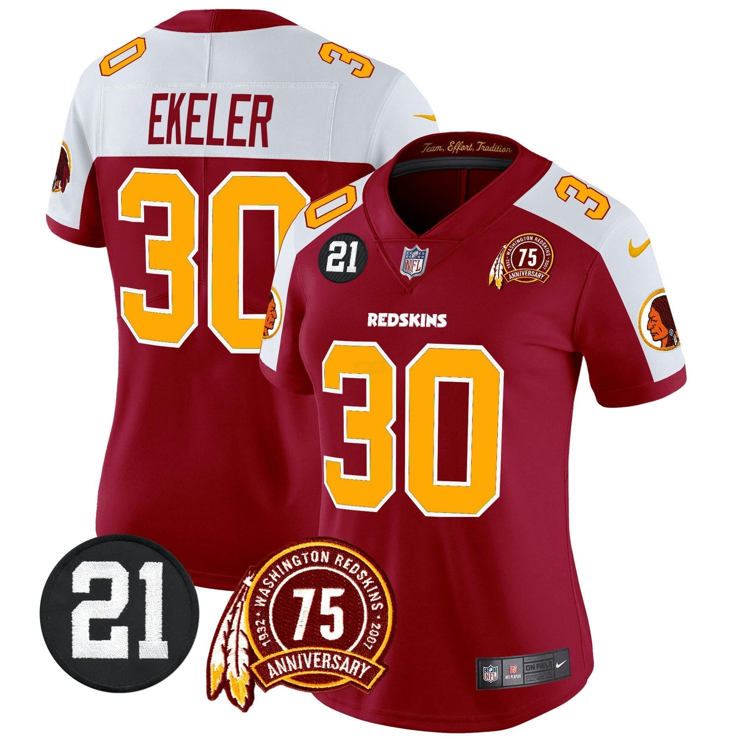 Camisa NFL Washington Commanders Women’s Washington Redskins 75th & Sean Taylor Patch Vapor Limited Jersey