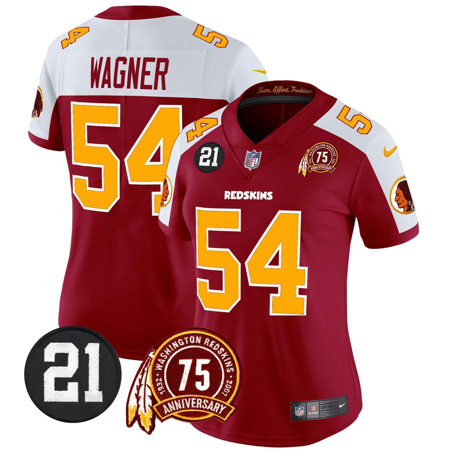 Camisa NFL Washington Commanders Women’s Washington Redskins 75th & Sean Taylor Patch Vapor Limited Jersey
