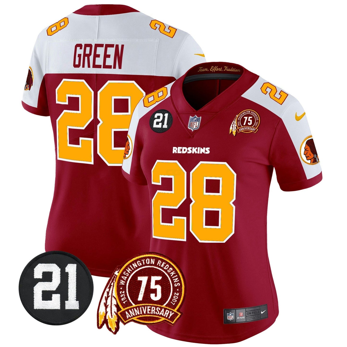 Camisa NFL Washington Commanders Women’s Washington Redskins 75th & Sean Taylor Patch Vapor Limited Jersey