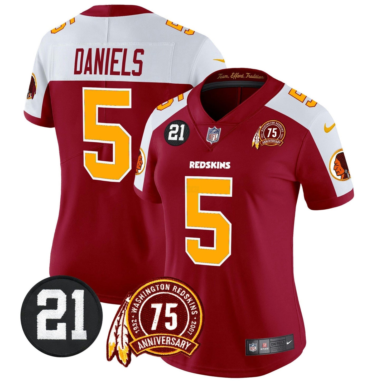 Camisa NFL Washington Commanders Women’s Washington Redskins 75th & Sean Taylor Patch Vapor Limited Jersey