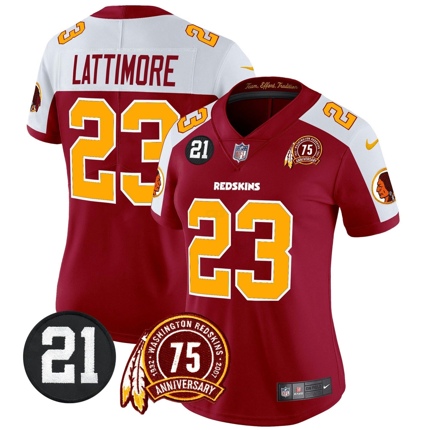 Camisa NFL Washington Commanders Women’s Washington Redskins 75th & Sean Taylor Patch Vapor Limited Jersey