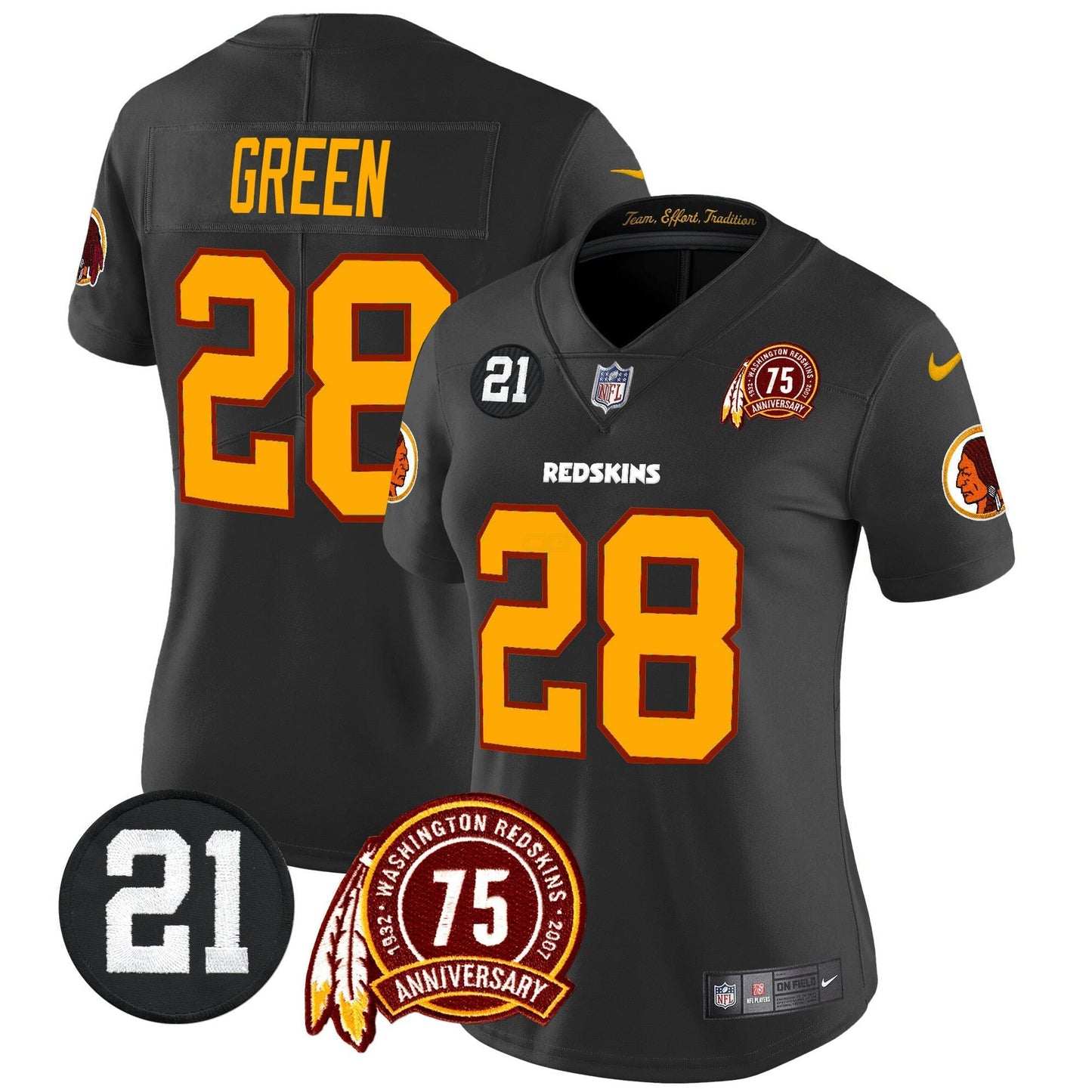 Camisa NFL Washington Commanders Women’s Washington Redskins 75th & Sean Taylor Patch Vapor Limited Jersey