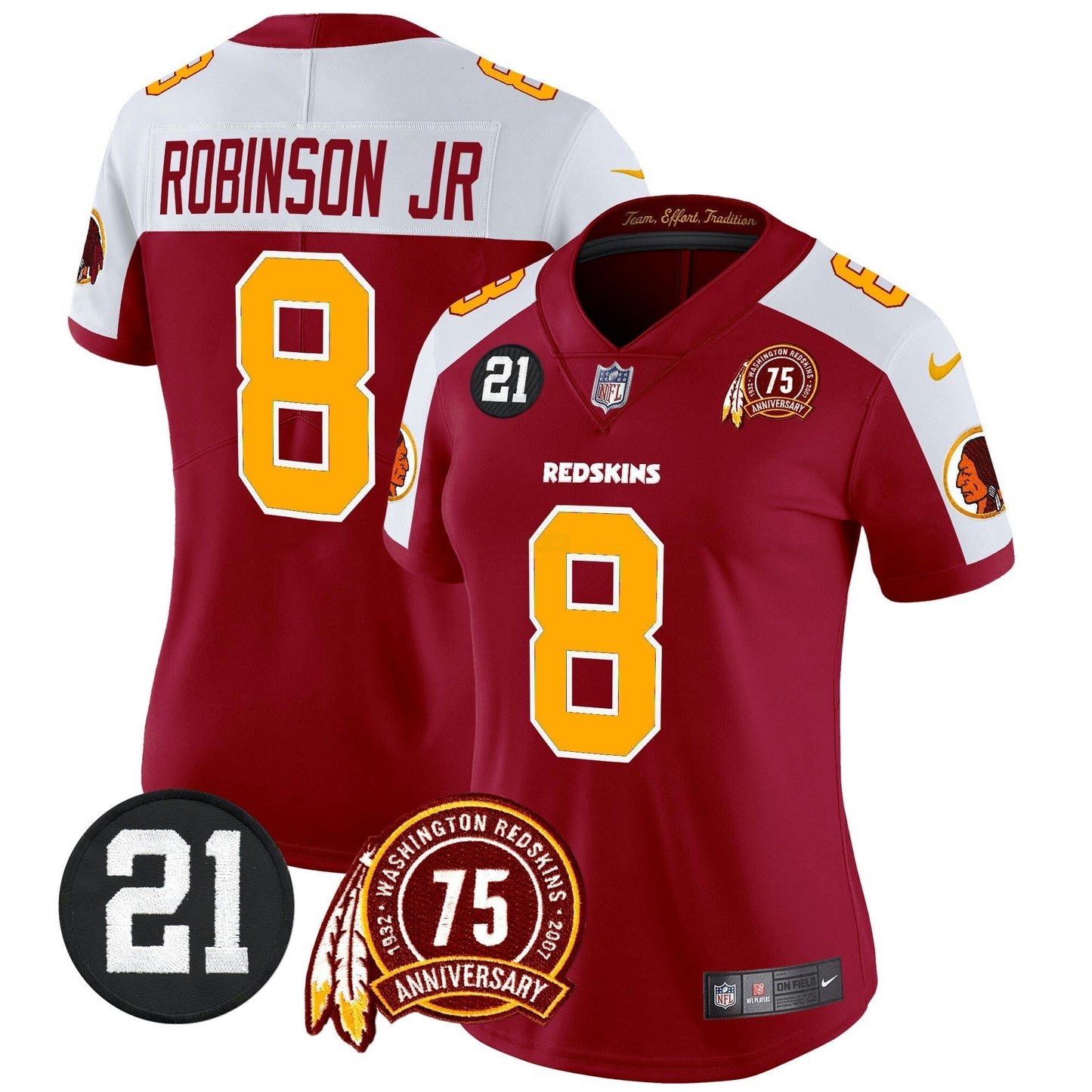 Camisa NFL Washington Commanders Women’s Washington Redskins 75th & Sean Taylor Patch Vapor Limited Jersey