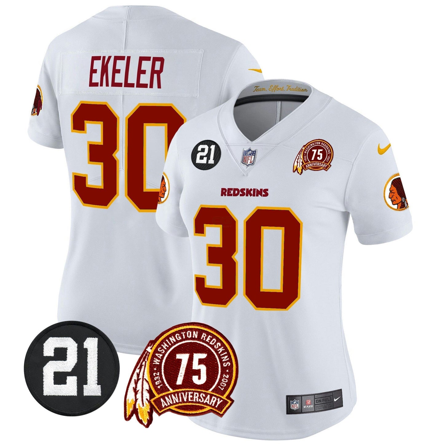 Camisa NFL Washington Commanders Women’s Washington Redskins 75th & Sean Taylor Patch Vapor Limited Jersey