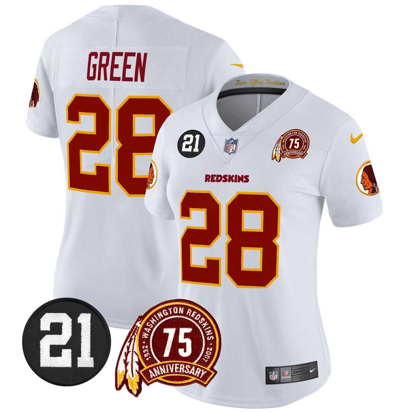 Camisa NFL Washington Commanders Women’s Washington Redskins 75th & Sean Taylor Patch Vapor Limited Jersey