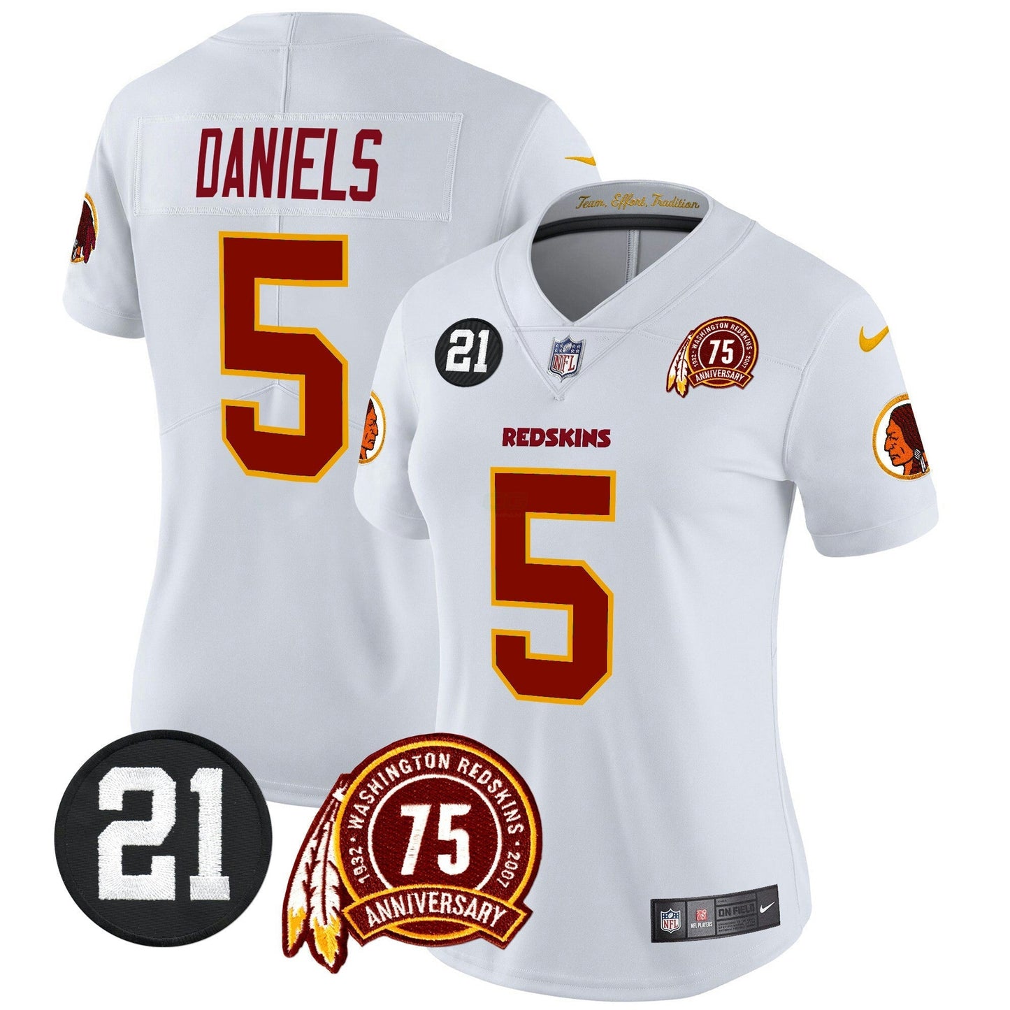 Camisa NFL Washington Commanders Women’s Washington Redskins 75th & Sean Taylor Patch Vapor Limited Jersey