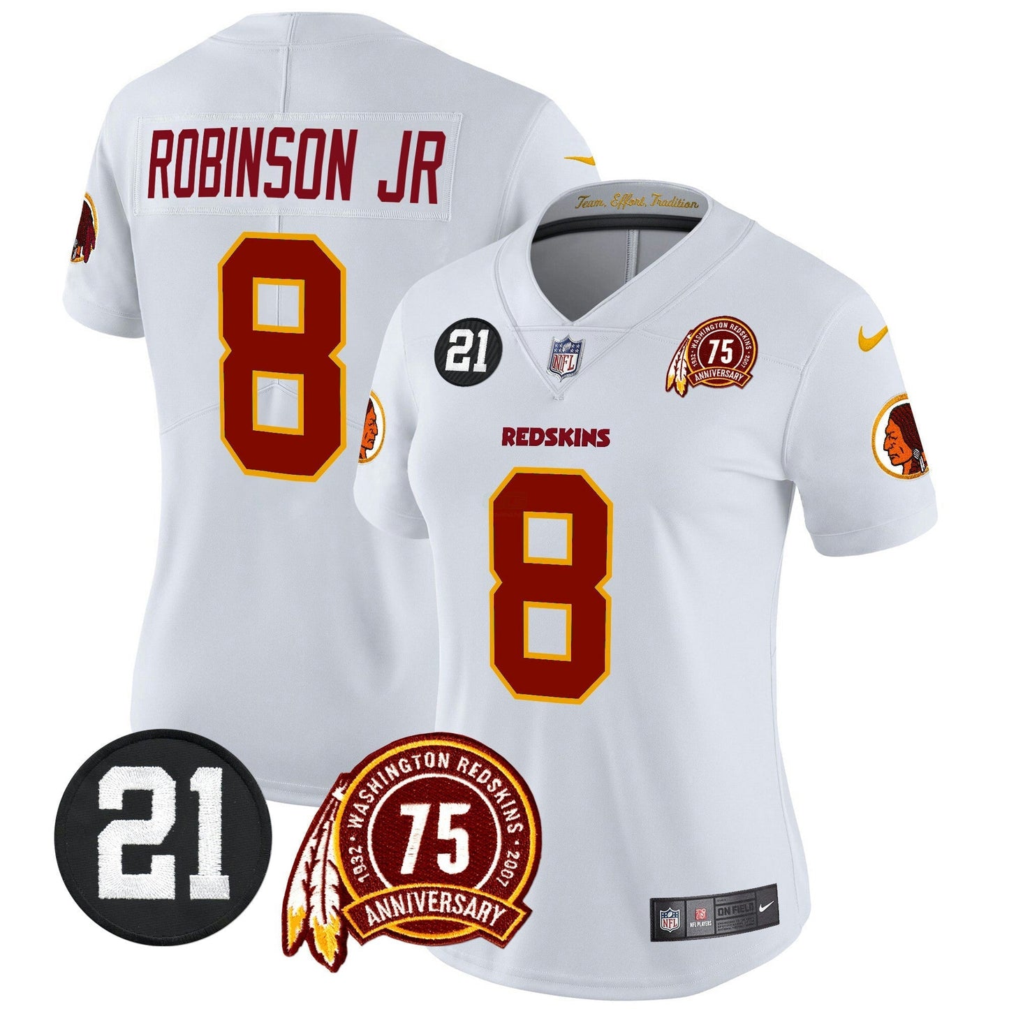 Camisa NFL Washington Commanders Women’s Washington Redskins 75th & Sean Taylor Patch Vapor Limited Jersey