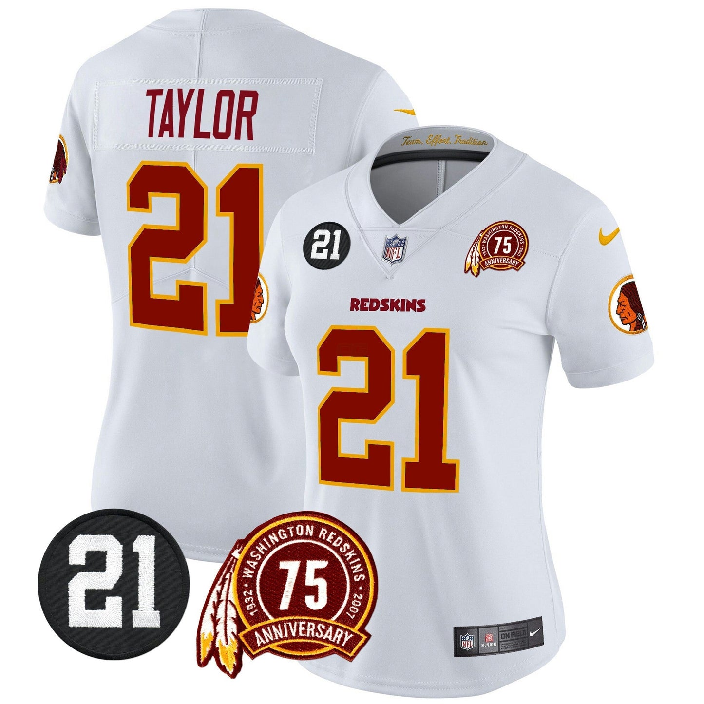 Camisa NFL Washington Commanders Women’s Washington Redskins 75th & Sean Taylor Patch Vapor Limited Jersey
