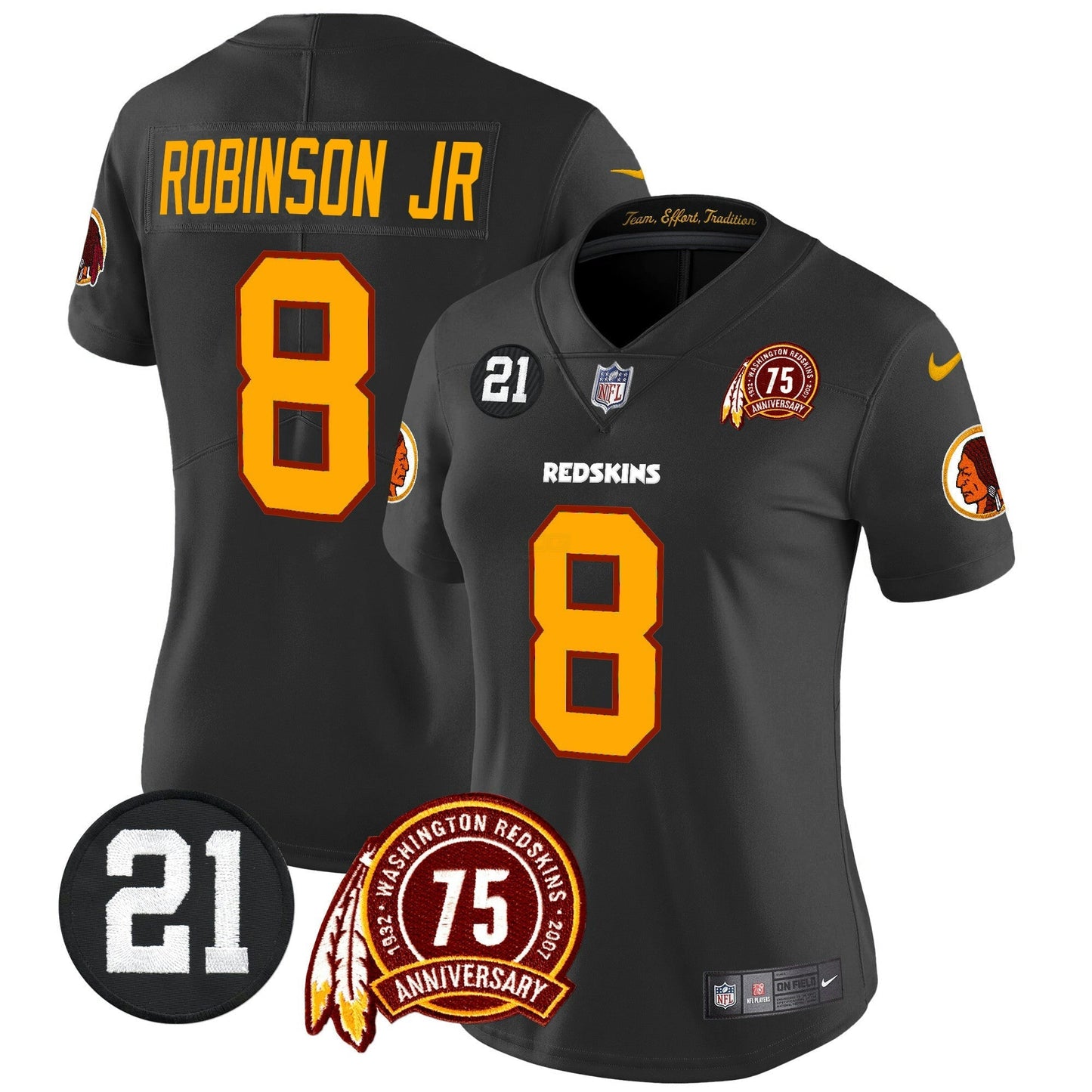 Camisa NFL Washington Commanders Women’s Washington Redskins 75th & Sean Taylor Patch Vapor Limited Jersey